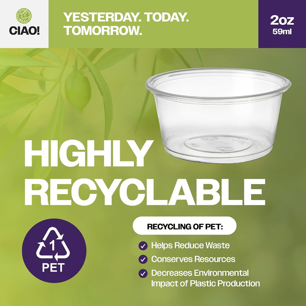2OZ PP Clear Portion Cup, Lids Sold Separately (Case of 2,500)