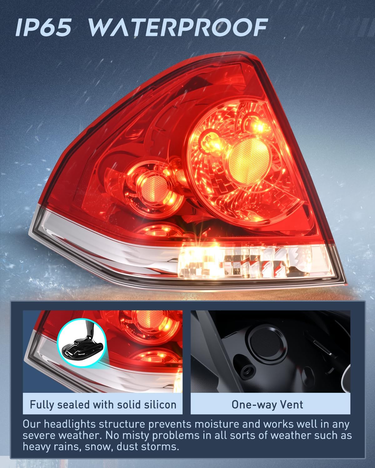 Nilight Taillight Assembly for 2006-2013 Chevy Impala Driver & Passenger