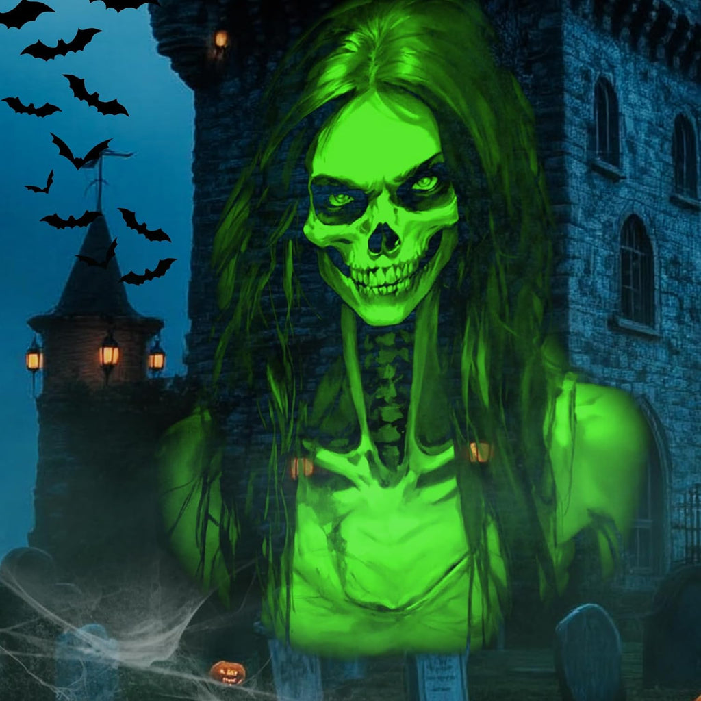 12 in 1 Halloween Projector Outdoor Indoor - 3D Dynamic Skull/Ghost/Spider/Bat Halloween Decorations,Waterproof