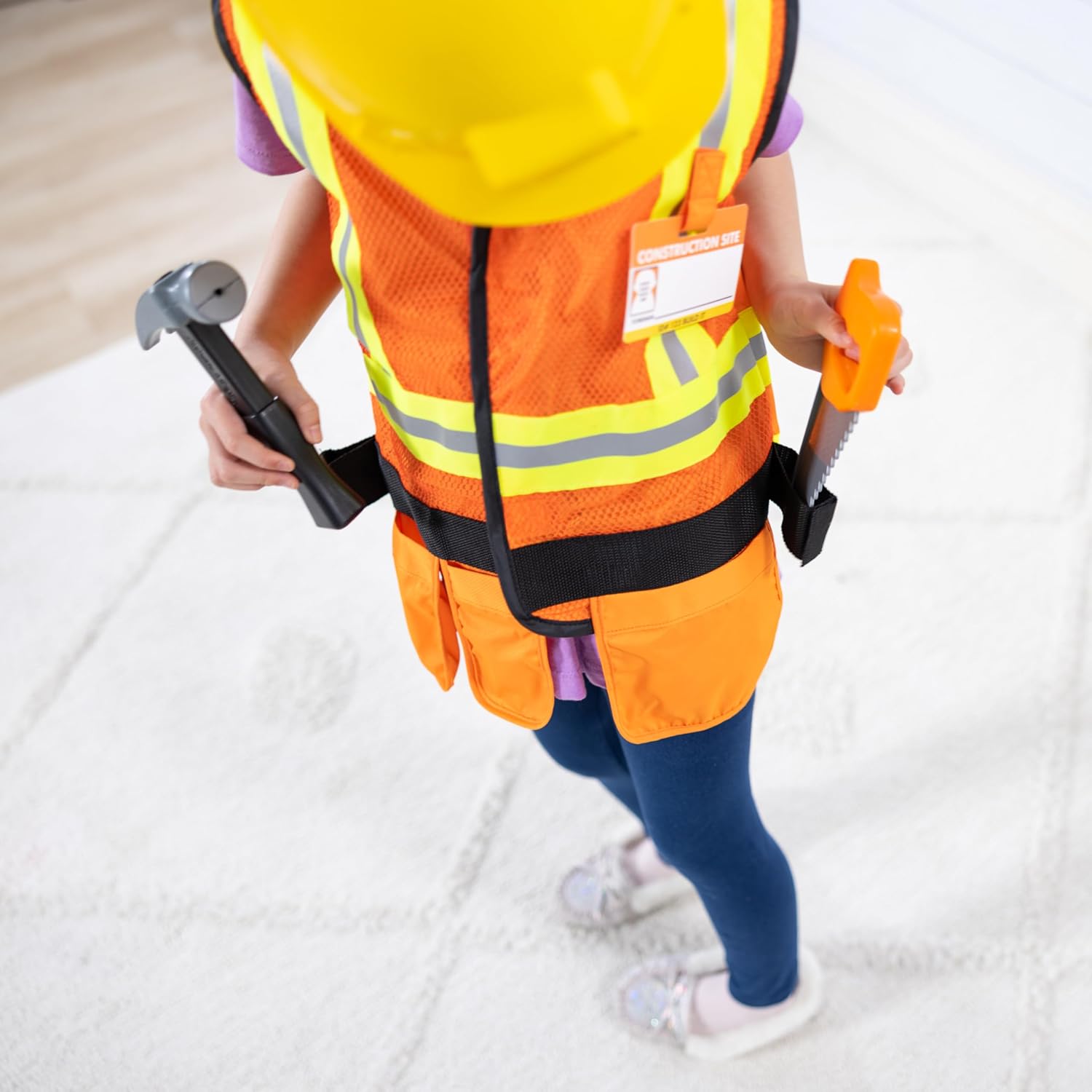 Melissa & Doug Construction Costume, Pretend Play Dress Up Set (6-Pc) Tools, Vest & Accessories, Role Play Toys for