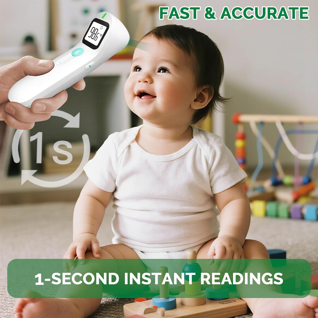 No Touch Forehead Digital Thermometer for Adults, Kids with Fever Alarm, 1s Instant Reading Large LCD Display