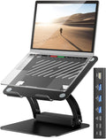 Laptop Stand with Detachable USB-C Hub, 100W PD Charging, 4K@60Hz HDMI, 3 USB Ports, Ergonomic Laptop Holder Docking