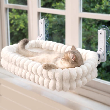 Cat Window Perch for Indoor Cats Hammock for Window with Reversible Cushion, Foldable Cat Window Bed for Large Cats