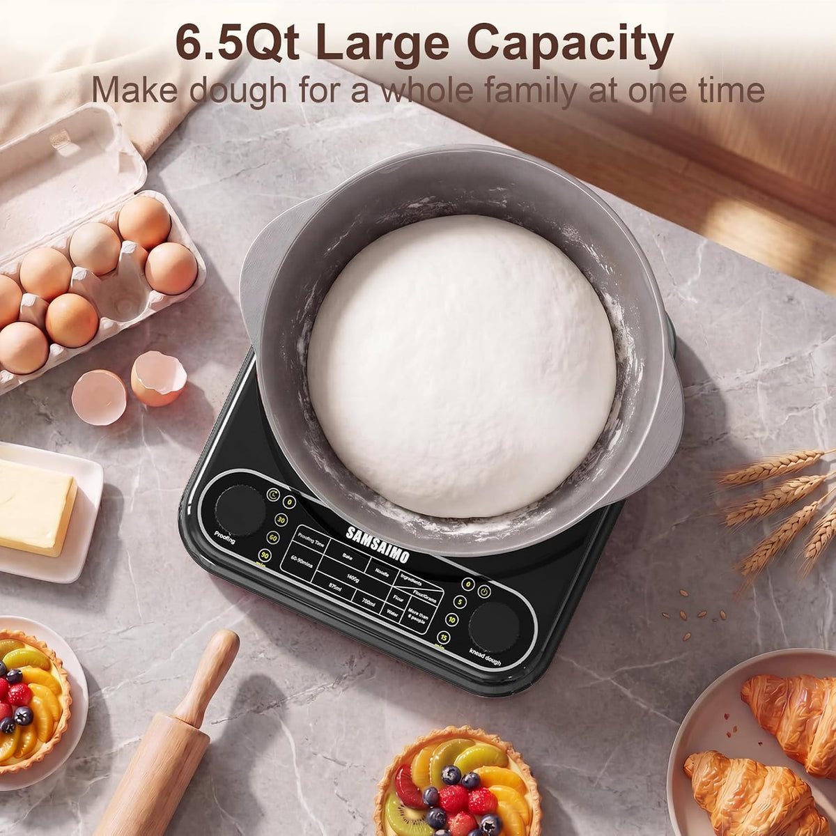 Electric Dough Mixer with Ferment Function, 6.5QT Stand Dough Maker, Dough Kneading Machine with 304 Stainless Steel