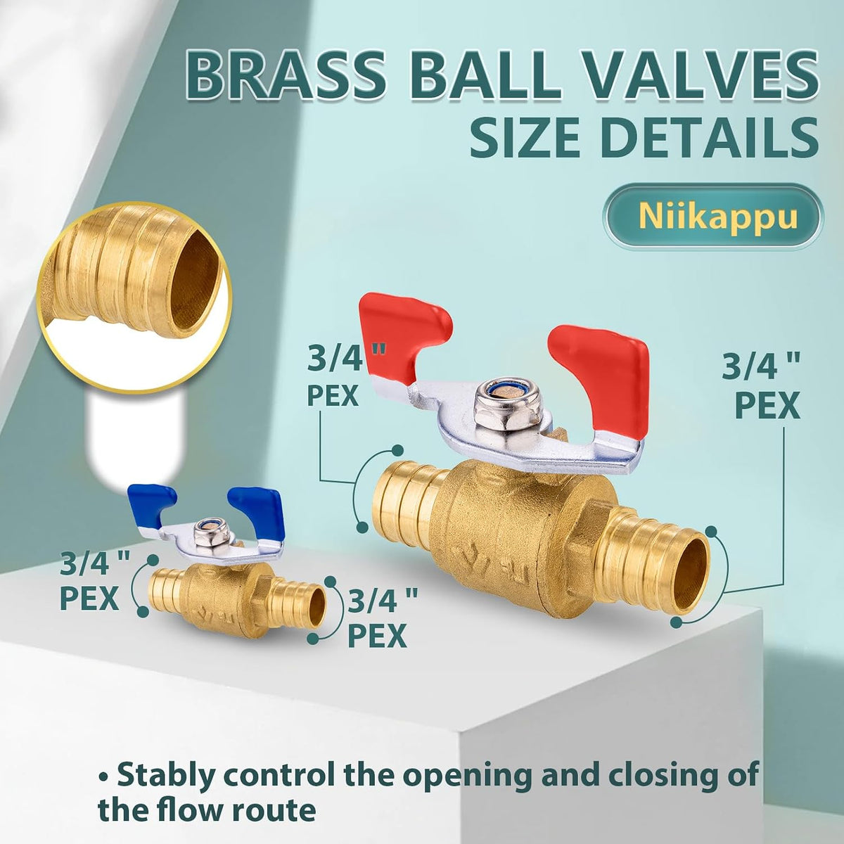 2-Pack Niikappu 3/4" Pex Ball Valve With Butterfly Handle(VALVE169-2)