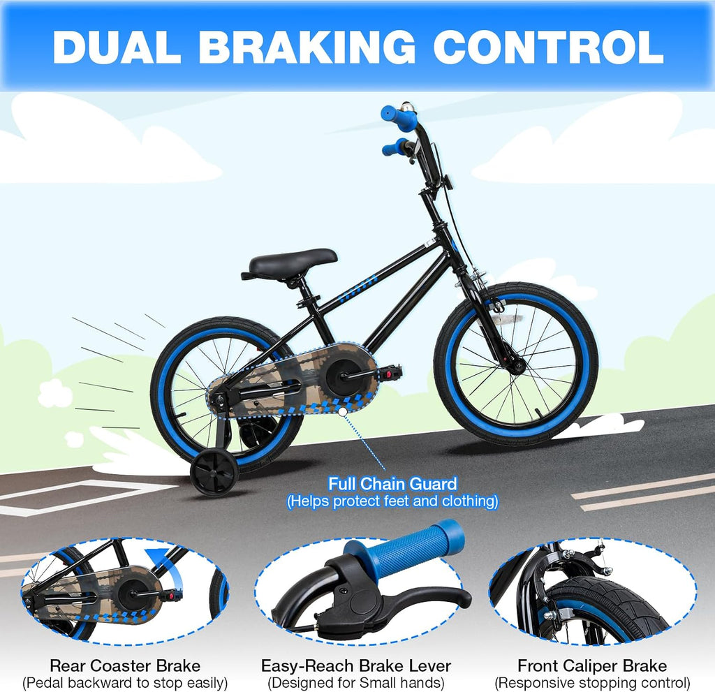 Kids Bike 16 20 Inch Child Bicycle Boy Girl Rider Beginner Cycling | Hand Brake,Coaster Brake, Adjustable Seat &