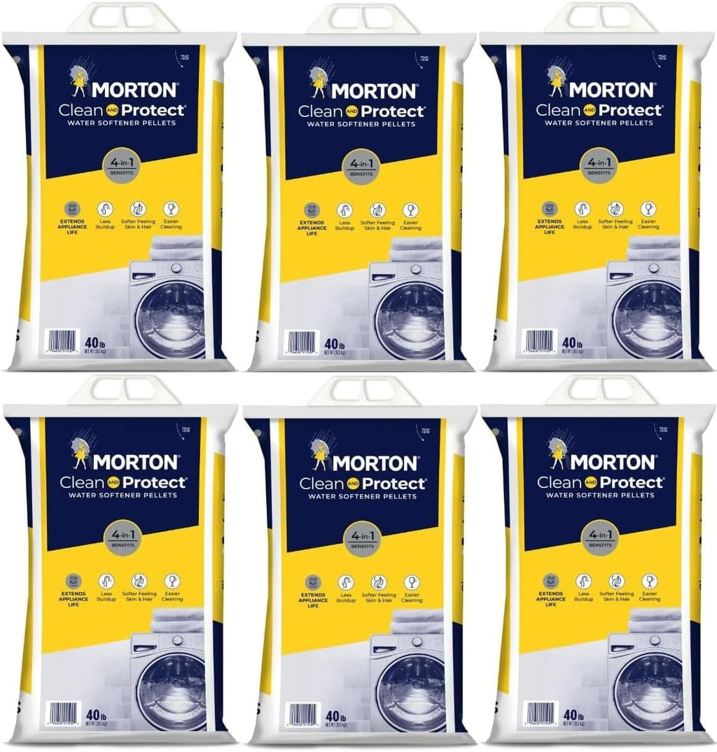 Morton Clean and Protect Water Softener Salt Pellets, 40 LB Bag- MYNERK (6), White