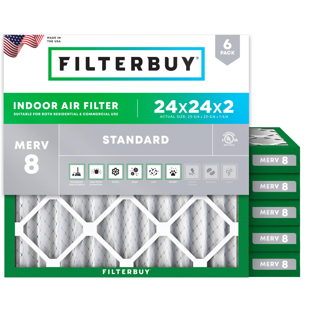 24x24x2 Air Filter MERV 8 Dust & Allergy Defense (6-Pack)