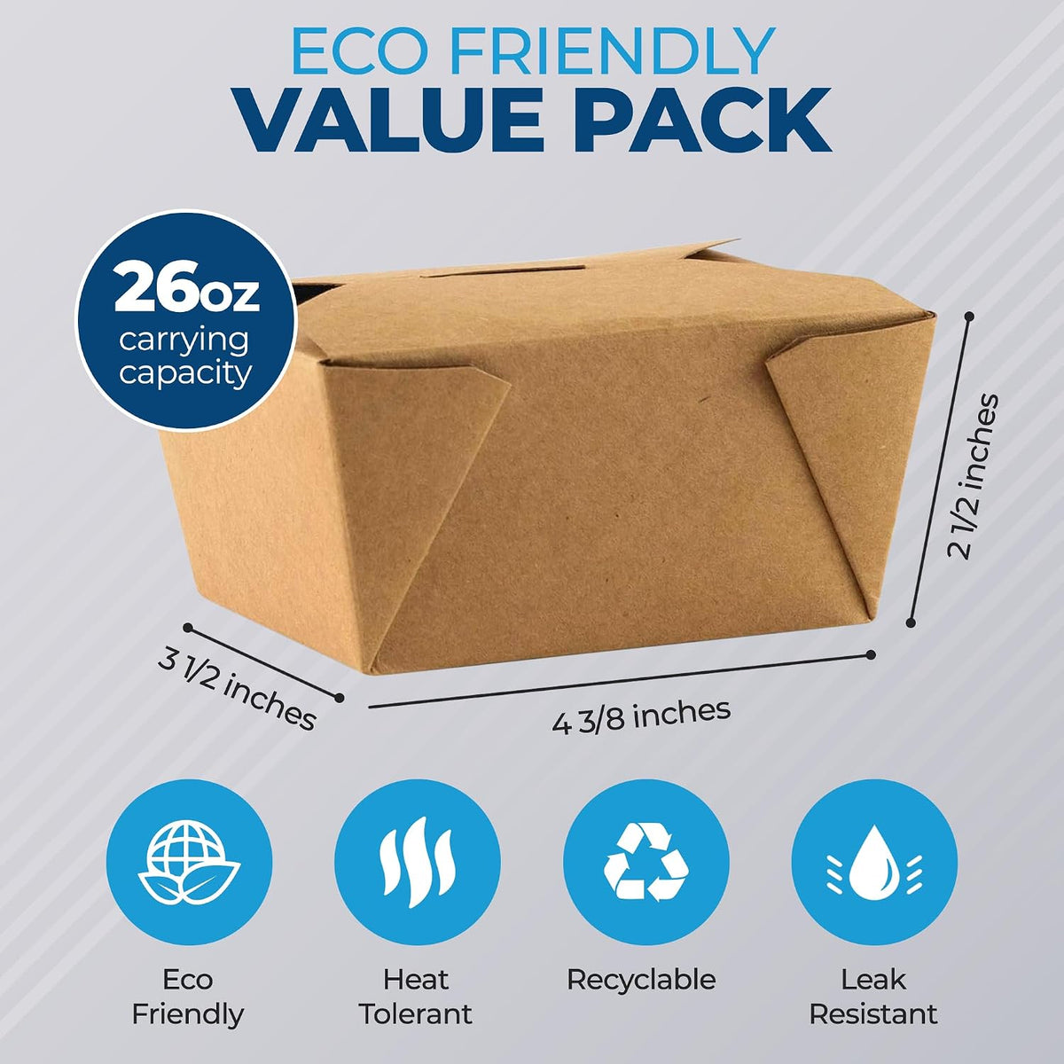 Paper To Go Boxes for Food [50 Pack - 30 Oz], Cardboard Take Out Food Containers Boxes | Kraft Fold Takeout Small
