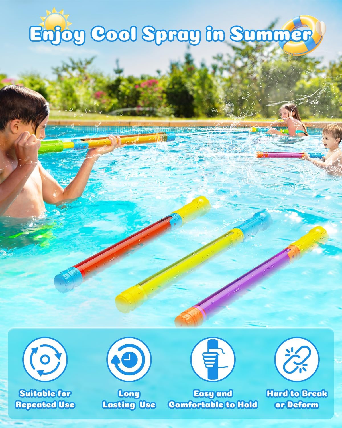 Water Gun Squirt Toys for Kids Adults Shoot Up to 40 Feet 18 Pack | Outdoor Super Blaster, for Age 3-4-5-8-12 Bulk