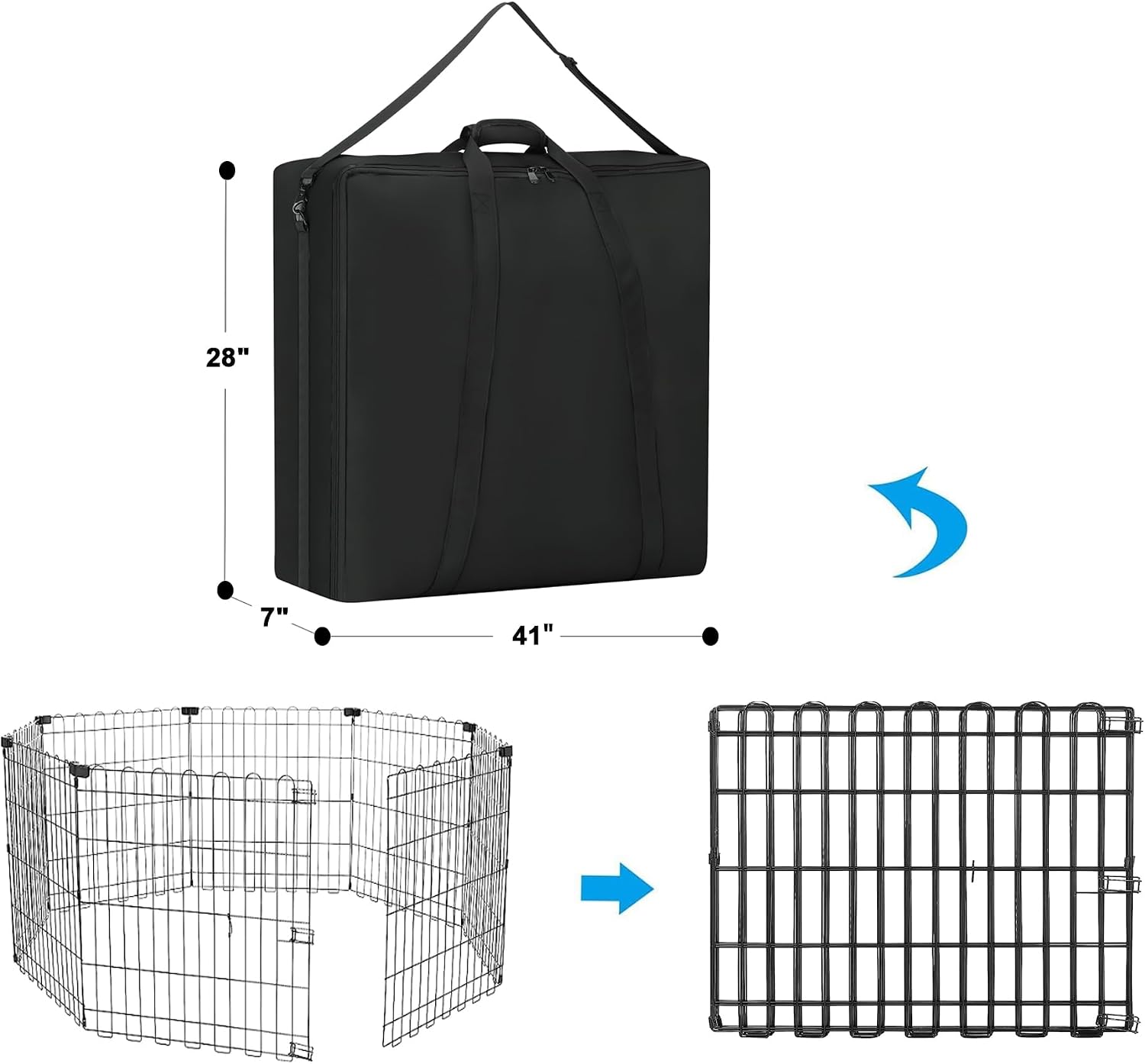 40" Dog Playpen Storage Bag, Suitable for Foldable Exercise Pet Playpens, Dog Fence Travel Bag with Handles for