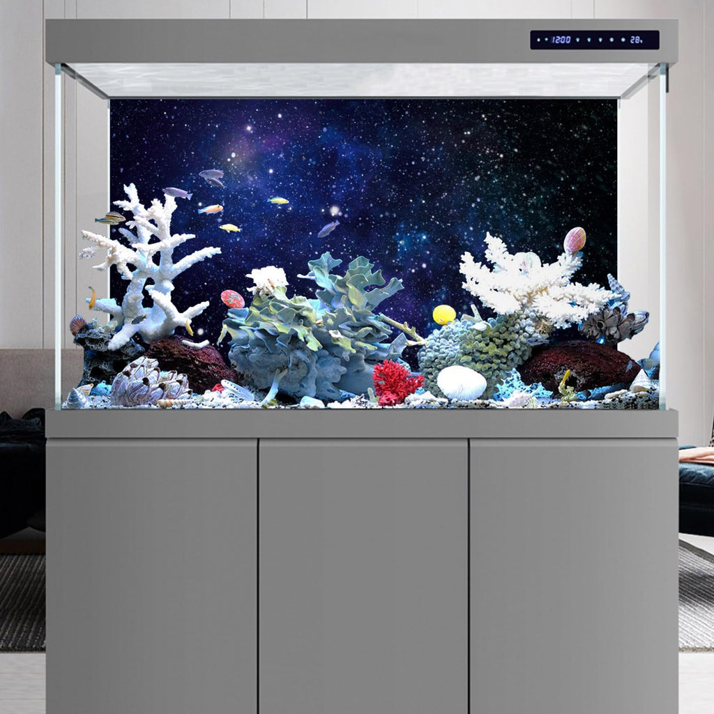36x24 inches Galaxy Aquarium Backdrop Blue Starry Sky Fish Tank Background