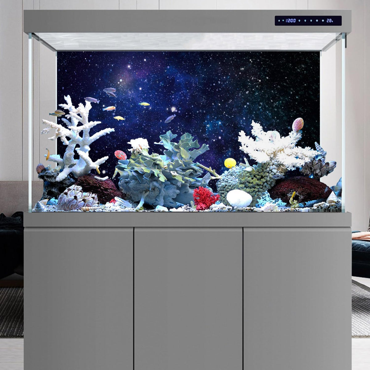 36x24 inches Galaxy Aquarium Backdrop Blue Starry Sky Fish Tank Background