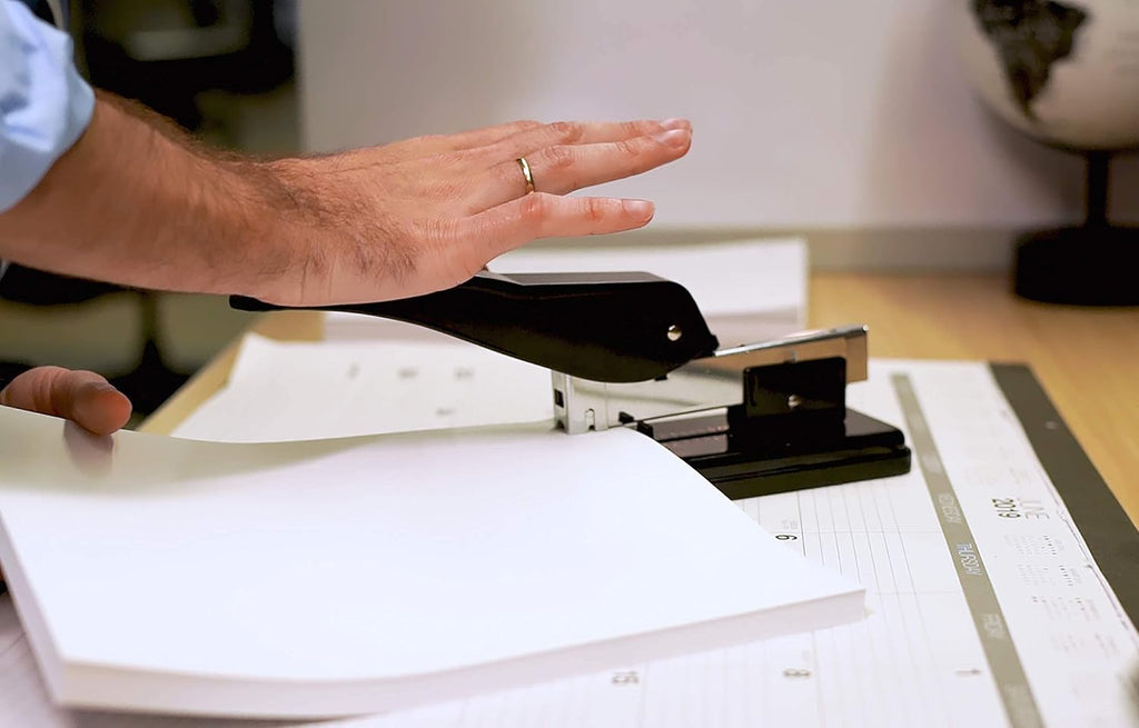 Heavy Duty Commercial Stapler with 2,000 Staples, Black Polished Steel, 100 Sheet High Capacity, Rounded Ergonomic