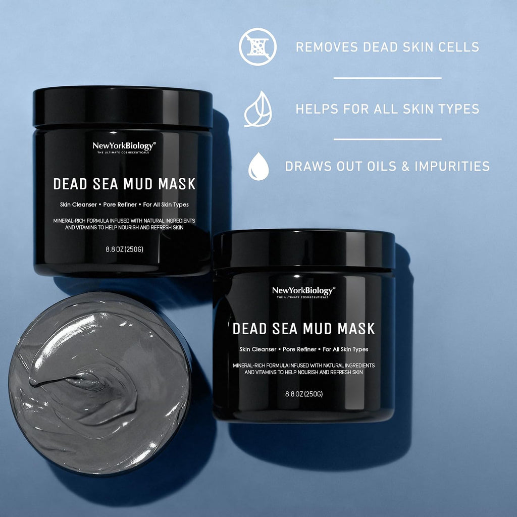 New York Biology Dead Sea Mud Mask for Face and Body | Spa Quality Pore Refiner for Oily Skin | Natural Skincare for