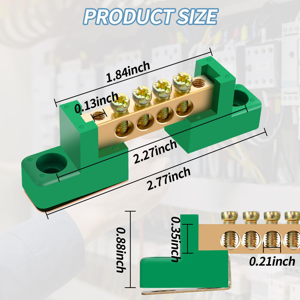 Grounding Bus Bar, 4 Pack 4-Position Brass Ground Bar