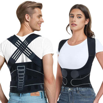 Back Brace Posture Corrector for Women and Men with Spine Vertical Alignment System, Lower Back Pain Relief, Back