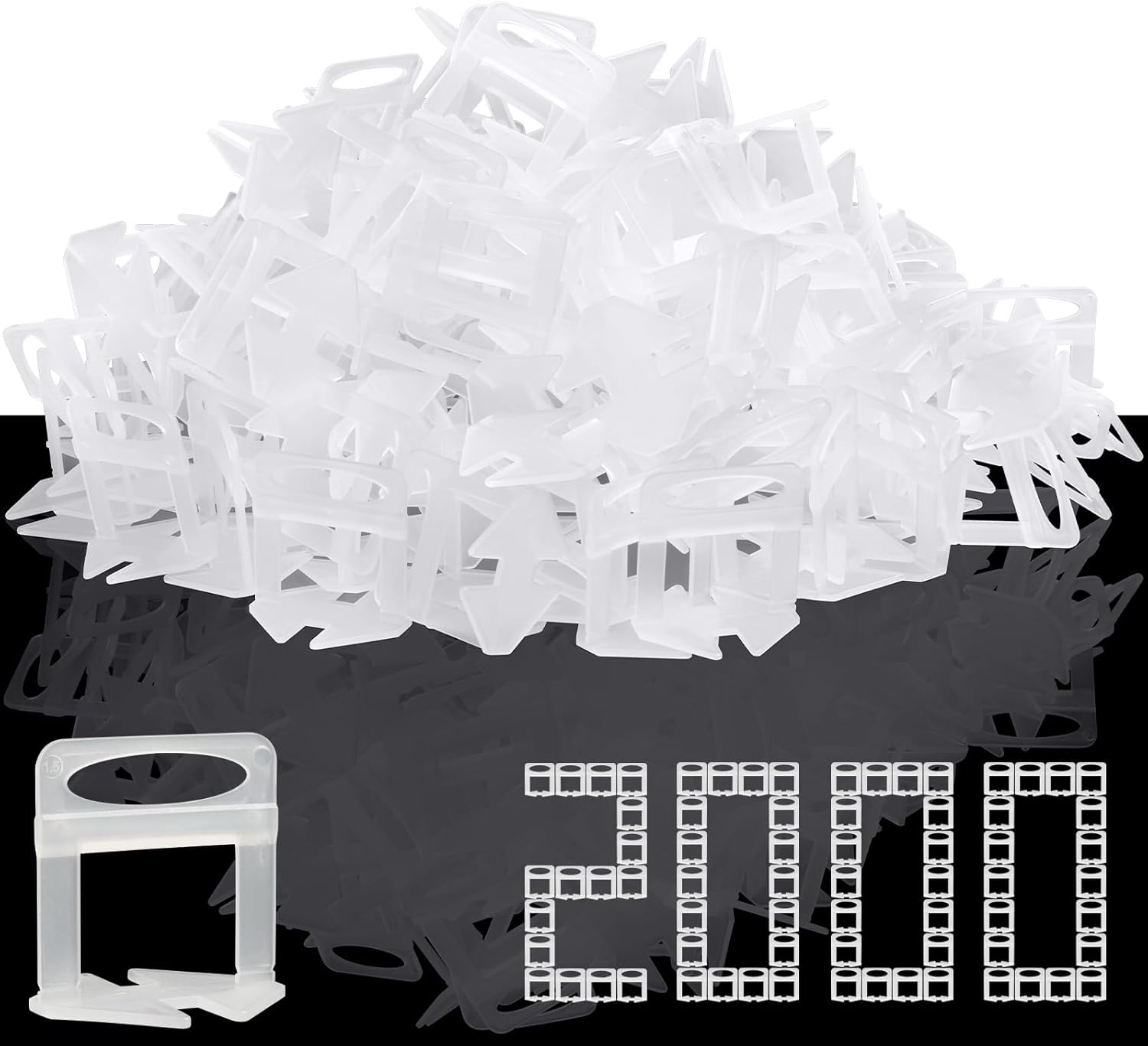 Tile Leveling System, 2000-Piece 1/16" Tile Spacers Clips Tile Tools