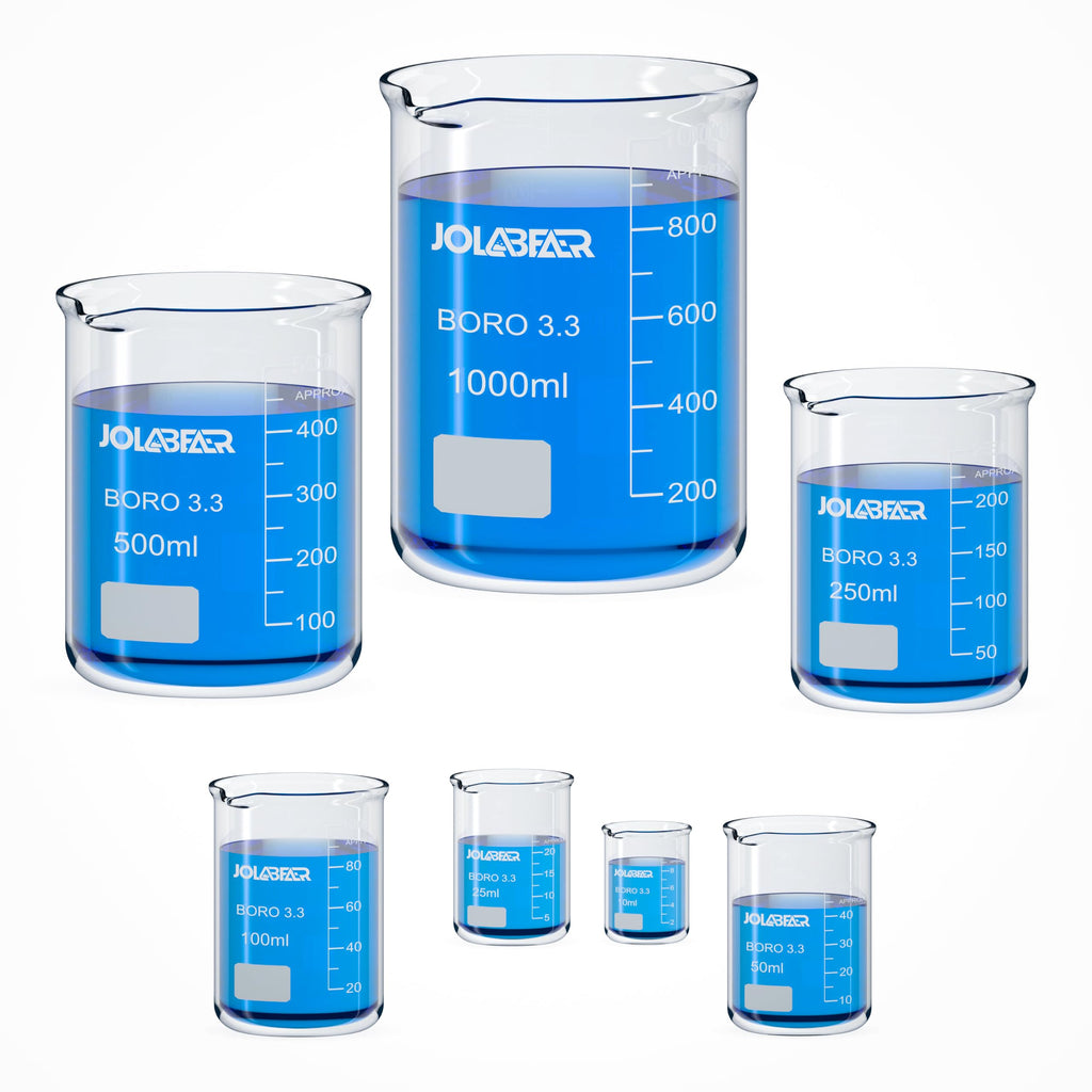 Glass Beaker Set, 7 Sizes 10-1000 mL