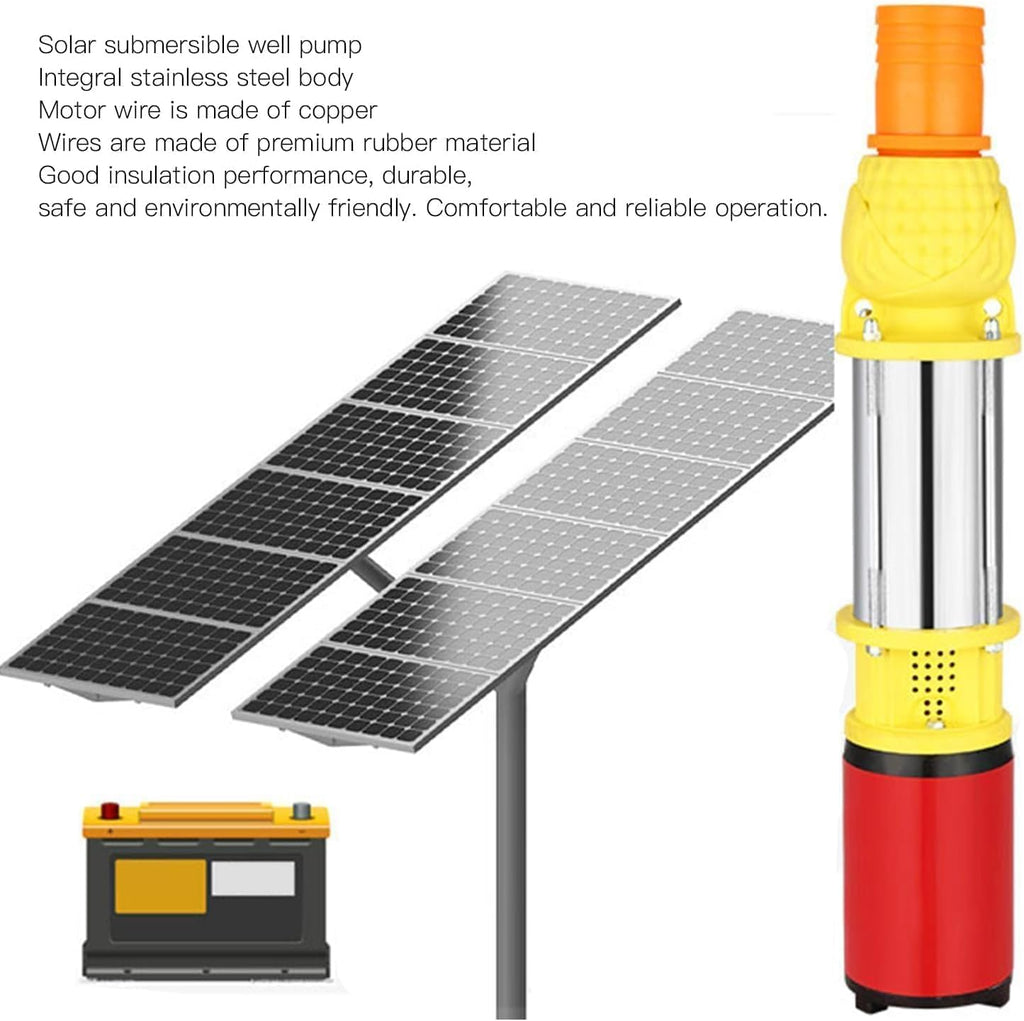 Deep Well Pump, 12V 250W DC Solar Pump for Agriculture Farms Irrigation Gardens, 8m, 5m³/h Rate, Stainless Steel