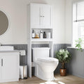 Over the Toilet Storage Cabinet, Bathroom Shelf Organizer with Anti-Tip Device Small Freestanding Space Saver with