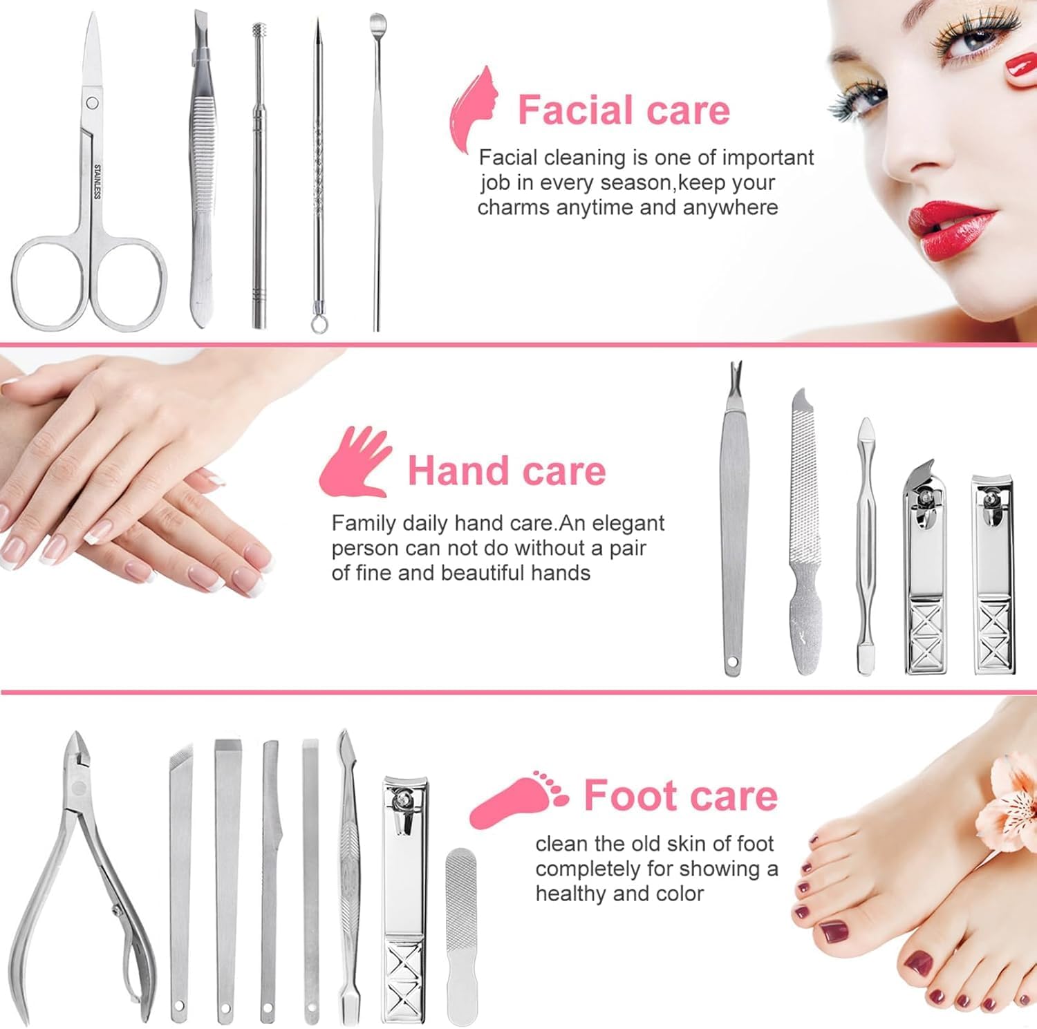 Manicure Set Professional Nail Clippers Set, 18Pcs Manicure Kit Stainless Steel Nail Kit for Women, Pedicure Set Nail