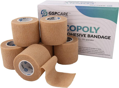 Self Adherent Cohesive Bandages Wrap 6 Count 2" x 5 Yards, Medical Tape, Adhesive Flexible Breathable First Aid Non