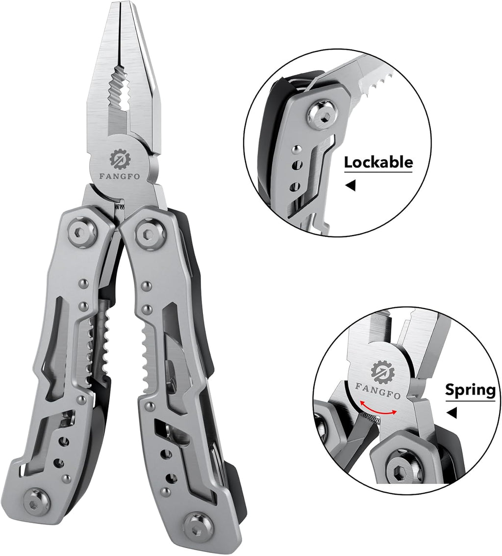 14-In-1 Multitool Pliers，Premium Portable Multi Tool ，with Safety Locking Professional Stainless Steel Multitool