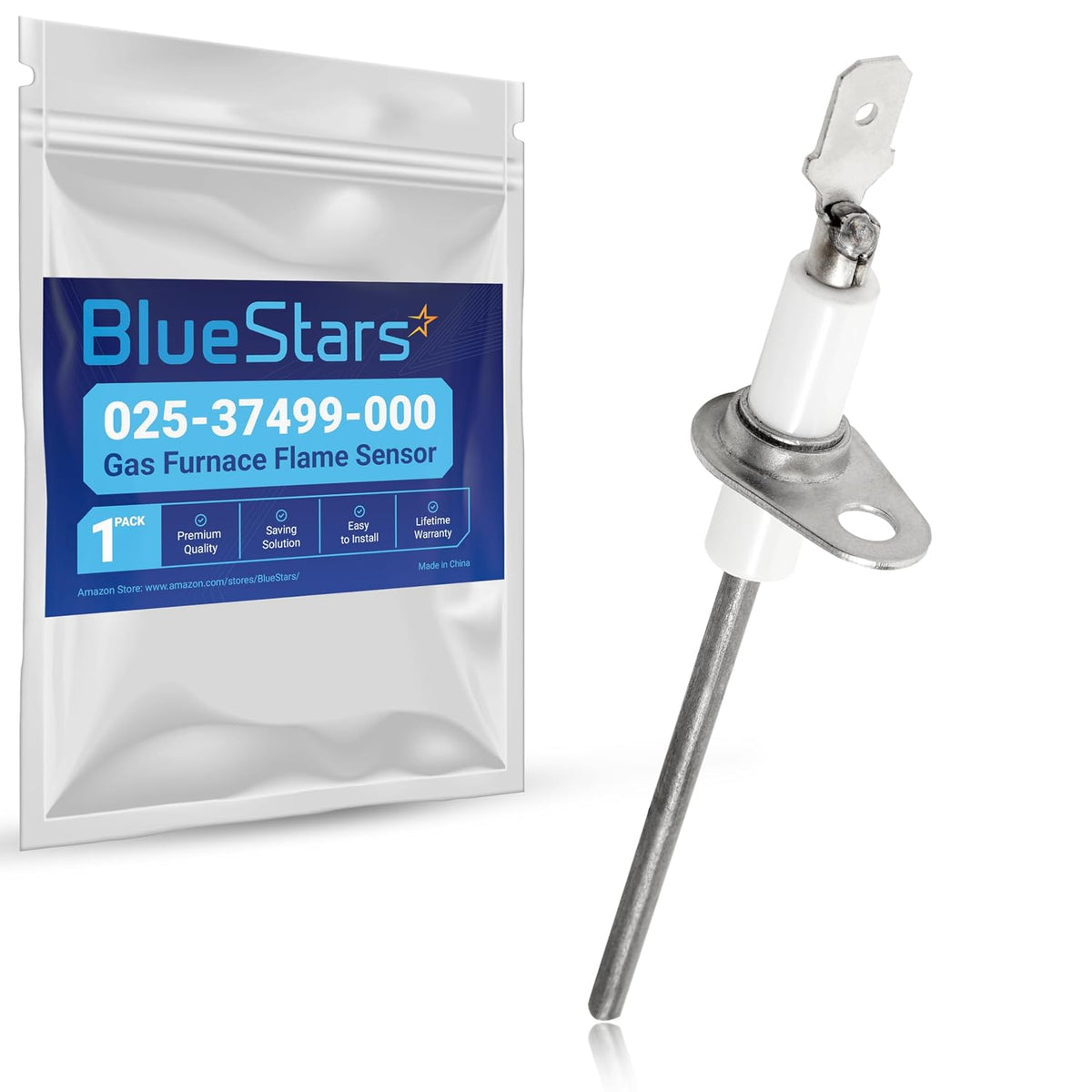 BlueStars 025-37499-000 Flame Sensor for York Luxaire Coleman Furnaces