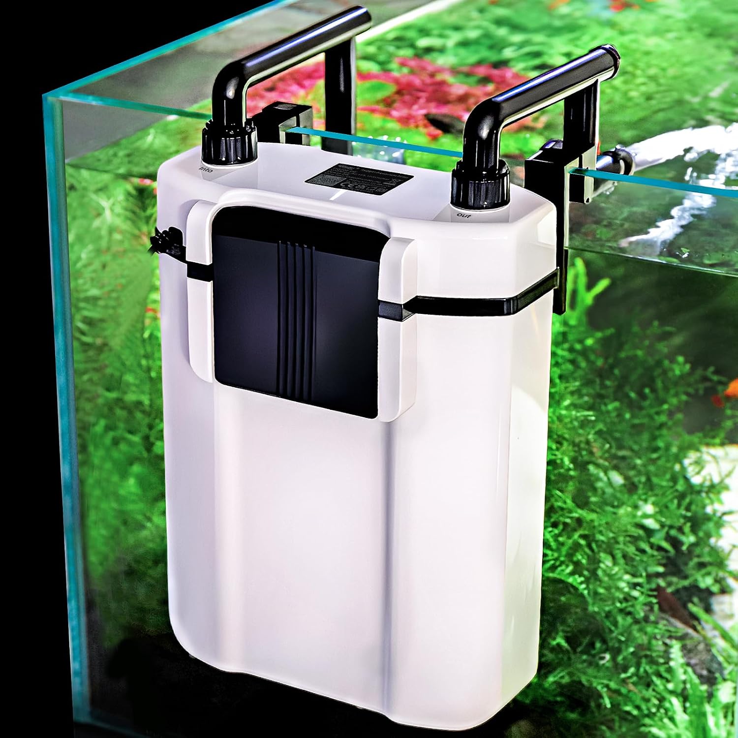 Hang On Back Aquarium Canister Filter, Adjustable Flow Quiet Fish Tank Filter with Oil Skimmer,3 Outlet