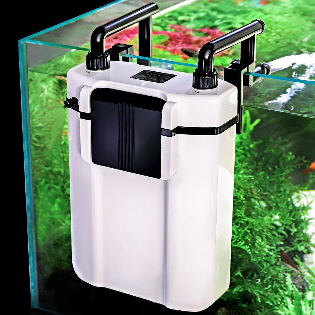 Hang On Back Aquarium Canister Filter, Adjustable Flow Quiet Fish Tank Filter with Oil Skimmer,3 Outlet