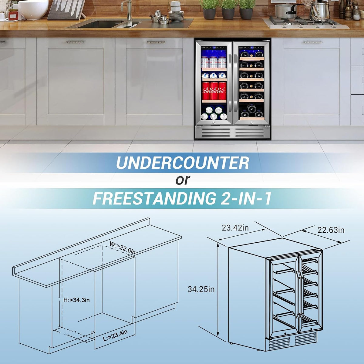 24''Beverage Refrigerator Undercounter Wine and Beverage Fridge
