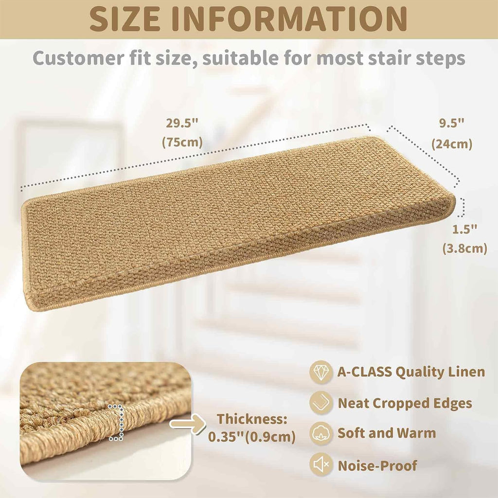 Bullnose Carpet Stair Treads, Stair Treads for Wooden Steps, 14pcs