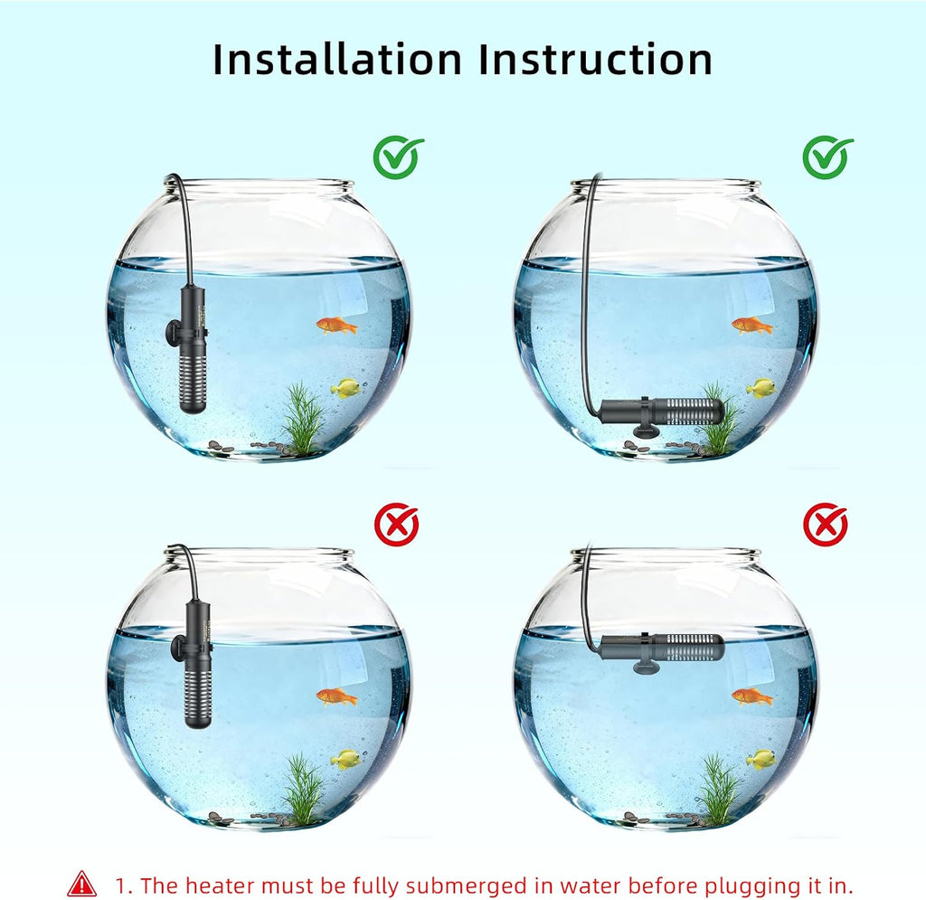 Small Aquarium Heater 25W, Constant Temperature 78℉ Fish Tank Heater with Digital Thermometer, Submersible