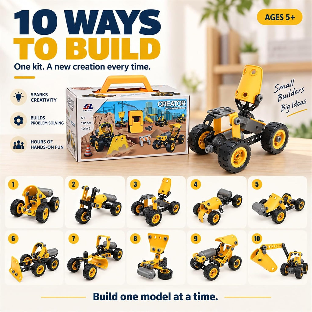 10-in-1 Motorized STEM Building Toys for Kids Ages 5+