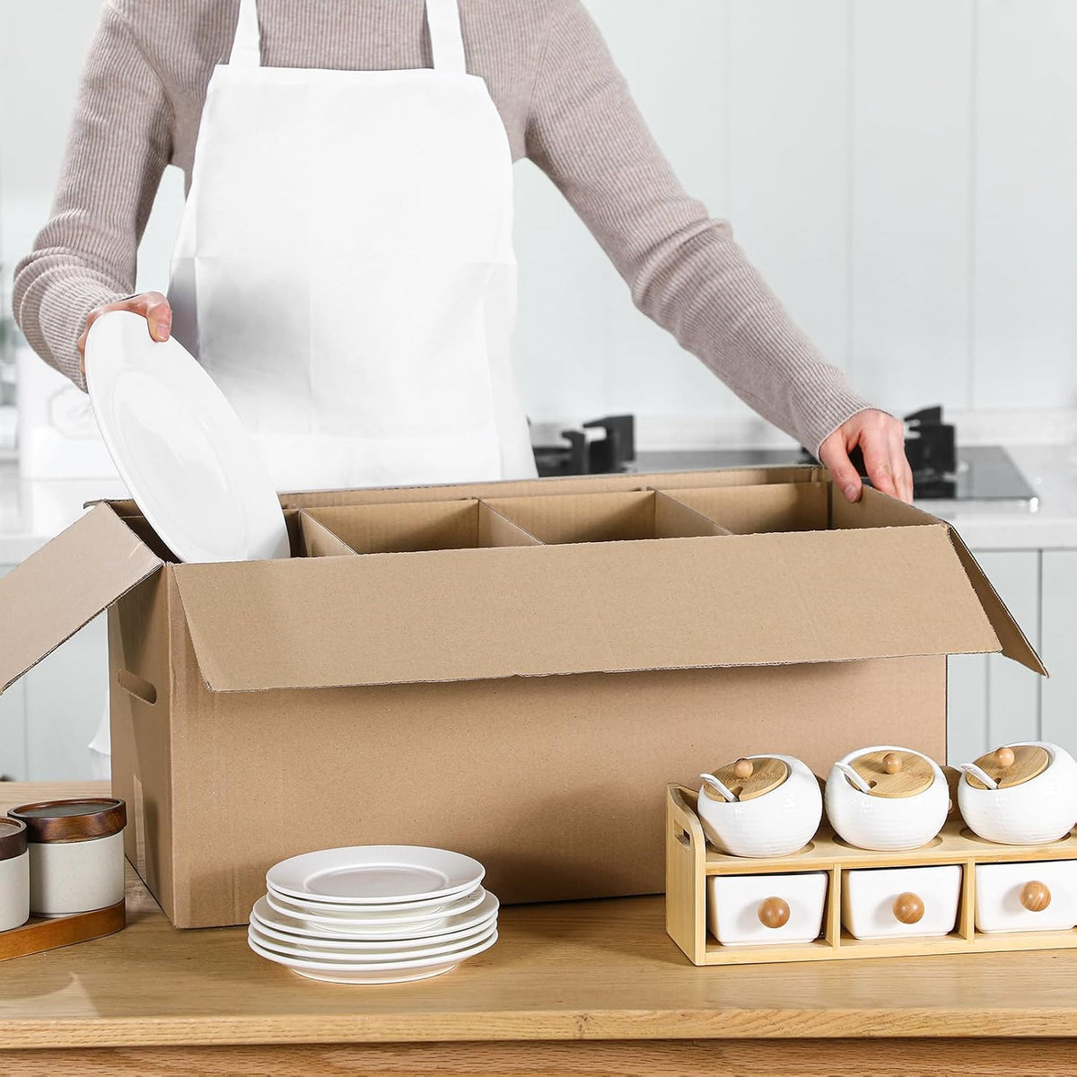 6 Sets Dish Packing Boxes for Moving, 24 x 12 x 11 Inches