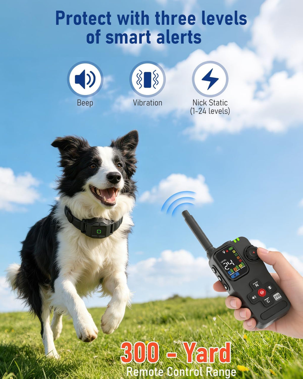 GPS Wireless Dog Fence for Dogs, 2-in-1 Training Collar, 25–999 Yards