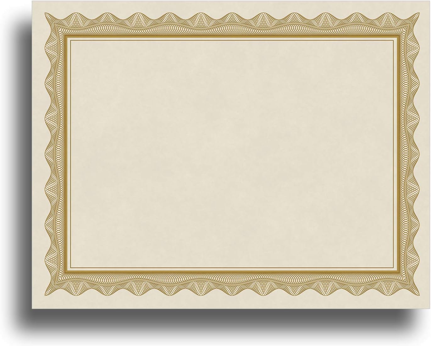 Blank Parchment Certificate Paper for Awards - Works with Inkjet/Laser Printers - Measures 8 1/2" x 11" - Gold Border