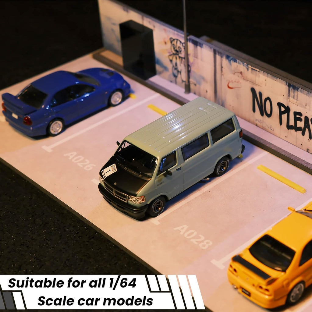 1/64 Diorama Display Case with LED Light,Graffiti Show Case for Hotwheels | Toy Car Display Organizer,Premium Scene