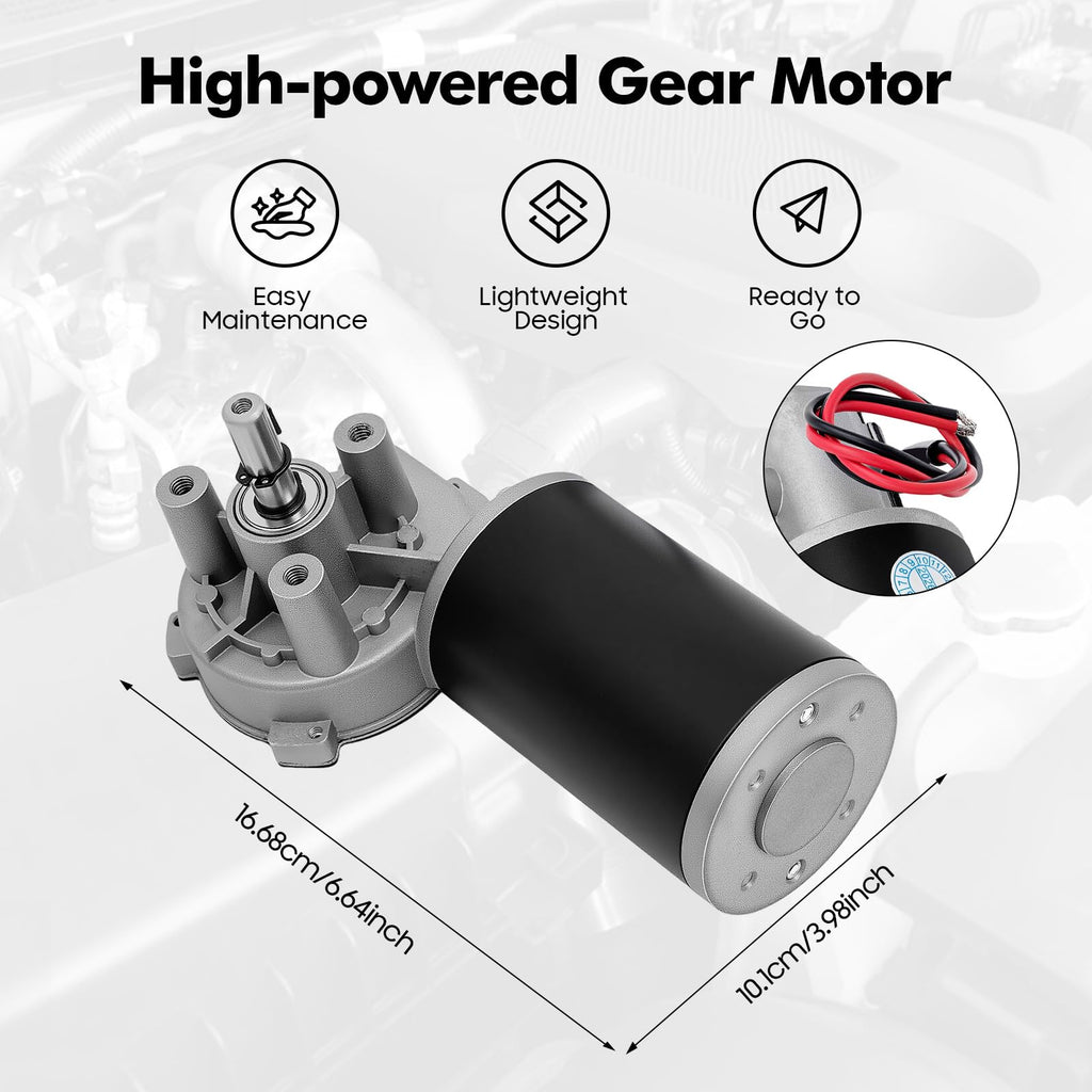 DYNAMI 45W 24V DC Gear Motor,160 RPM High Torque Electric Motor with Gear Reduction,Forward and Reverse Rotation, Easy Speed Regulation for DIY and Industrial Projects