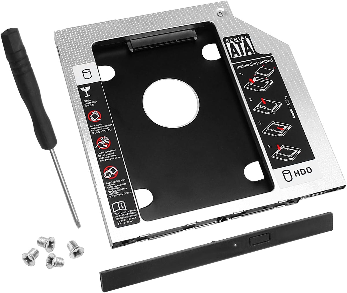 9.5mm SATA Hard Drive Caddy, 2nd HDD Adapter Case