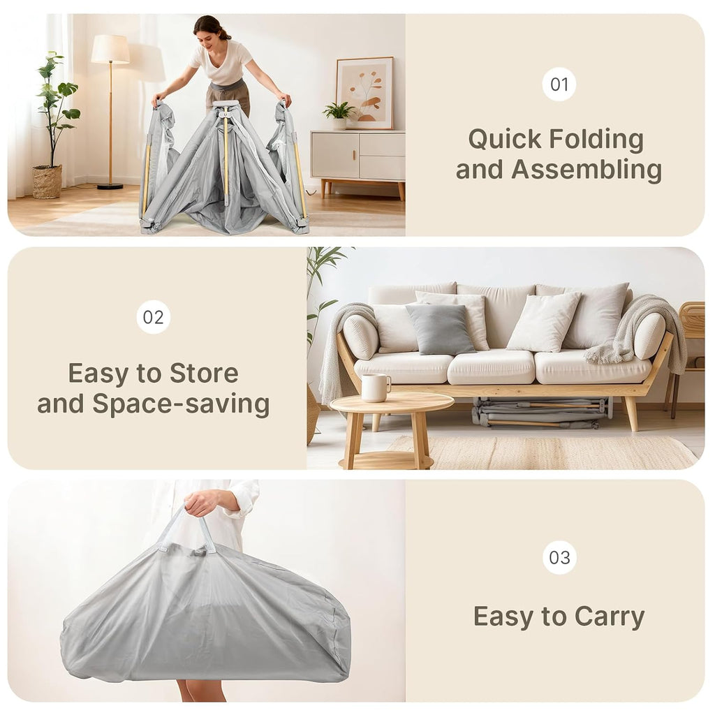 Foldable Baby Playpen with Mat, 71x59 Foldable Play Pen for Babies and Toddlers, Baby Playpen with Portable Design