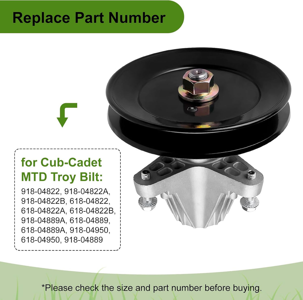 918-04822B Spindle Assembly Fits for Craftsman Cub Troy Bilt Pony Bronco 42" Mower Deck Tractor, Come with All