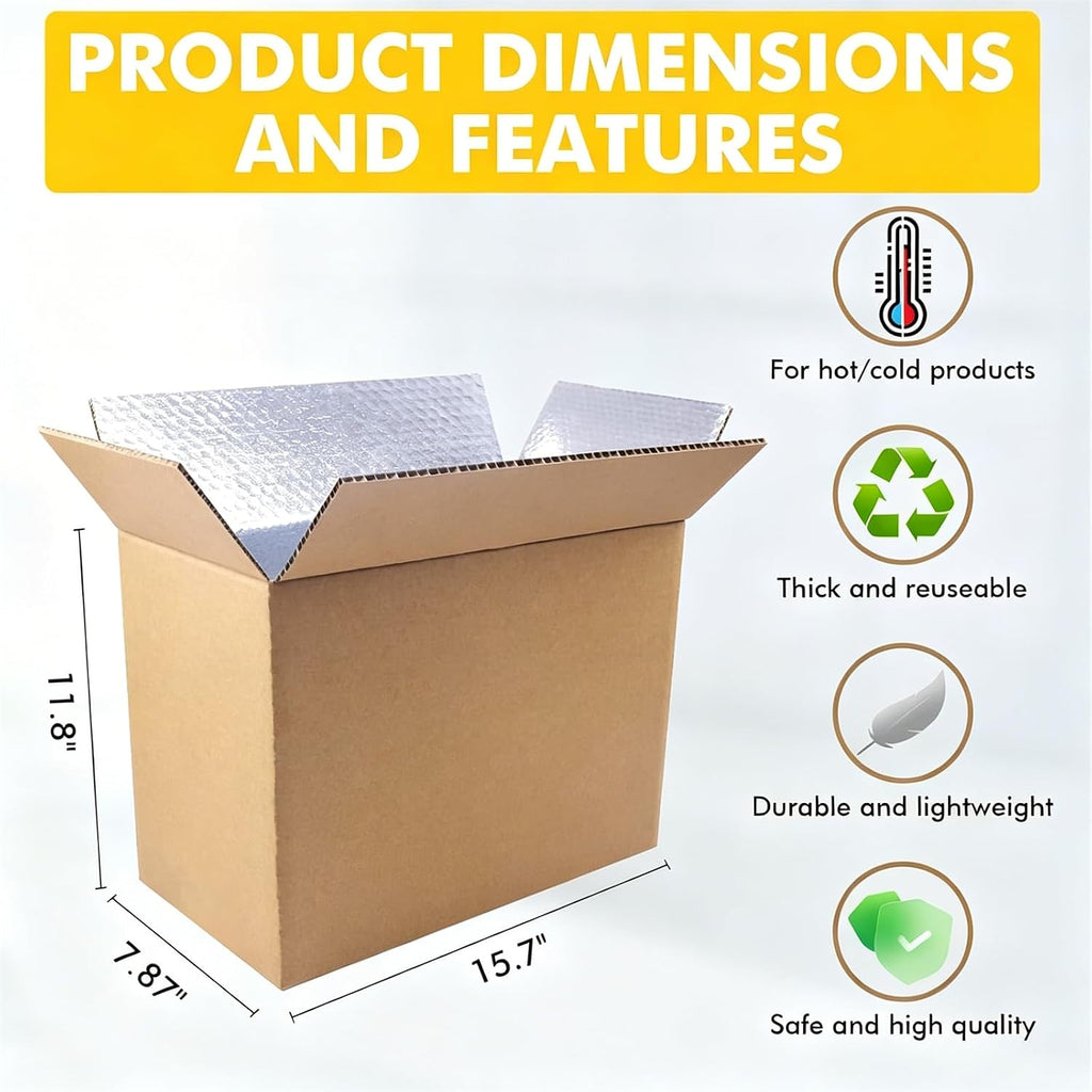 Insulated Shipping Box, 11" x 6" x 7", 6-Pack, Brown