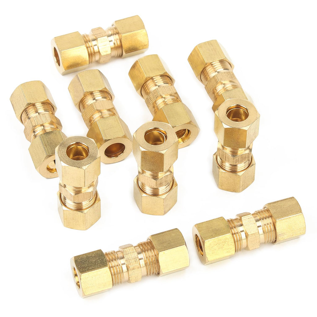 LTWFITTING 5/16-Inch OD Compression Union,Brass Compression Fitting(Pack of 10)