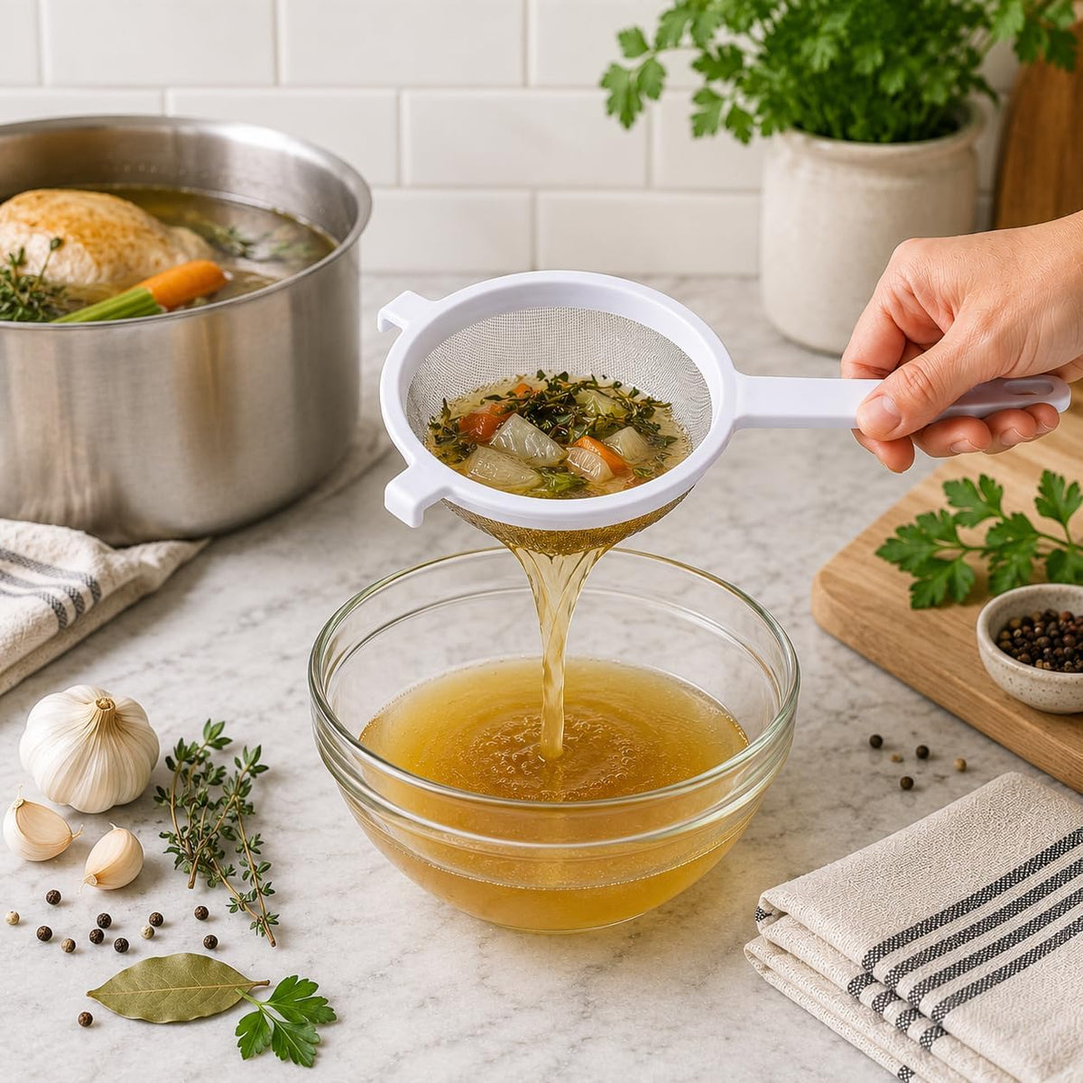 HIC Kitchen Double-Ear Fine Mesh Strainer, 5.5-Inch, BPA Free, Non Reactive