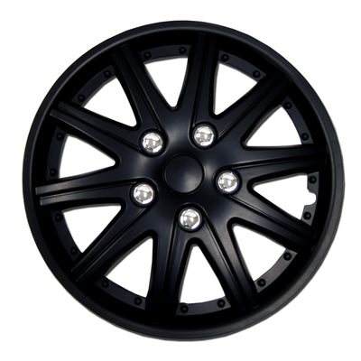 WC-14-1027-B - Pack of 4 Hubcaps - 14-Inches Style Snap-On (Pop-On) Type Matte Black Wheel Covers Hub-caps
