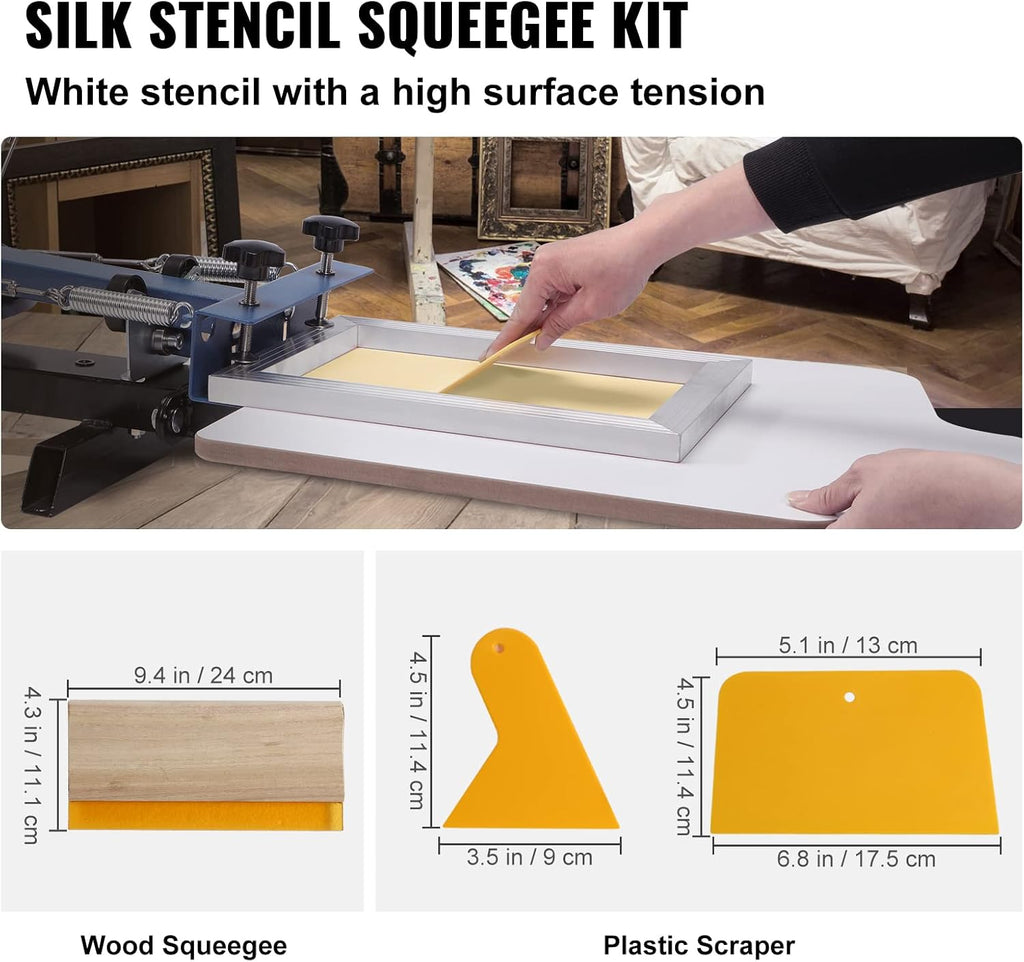 Screen Printing Kit, 3 PCS Aluminum Silk Screen Printing Frames, 5 Glitters and Screen Printing Squeegees and
