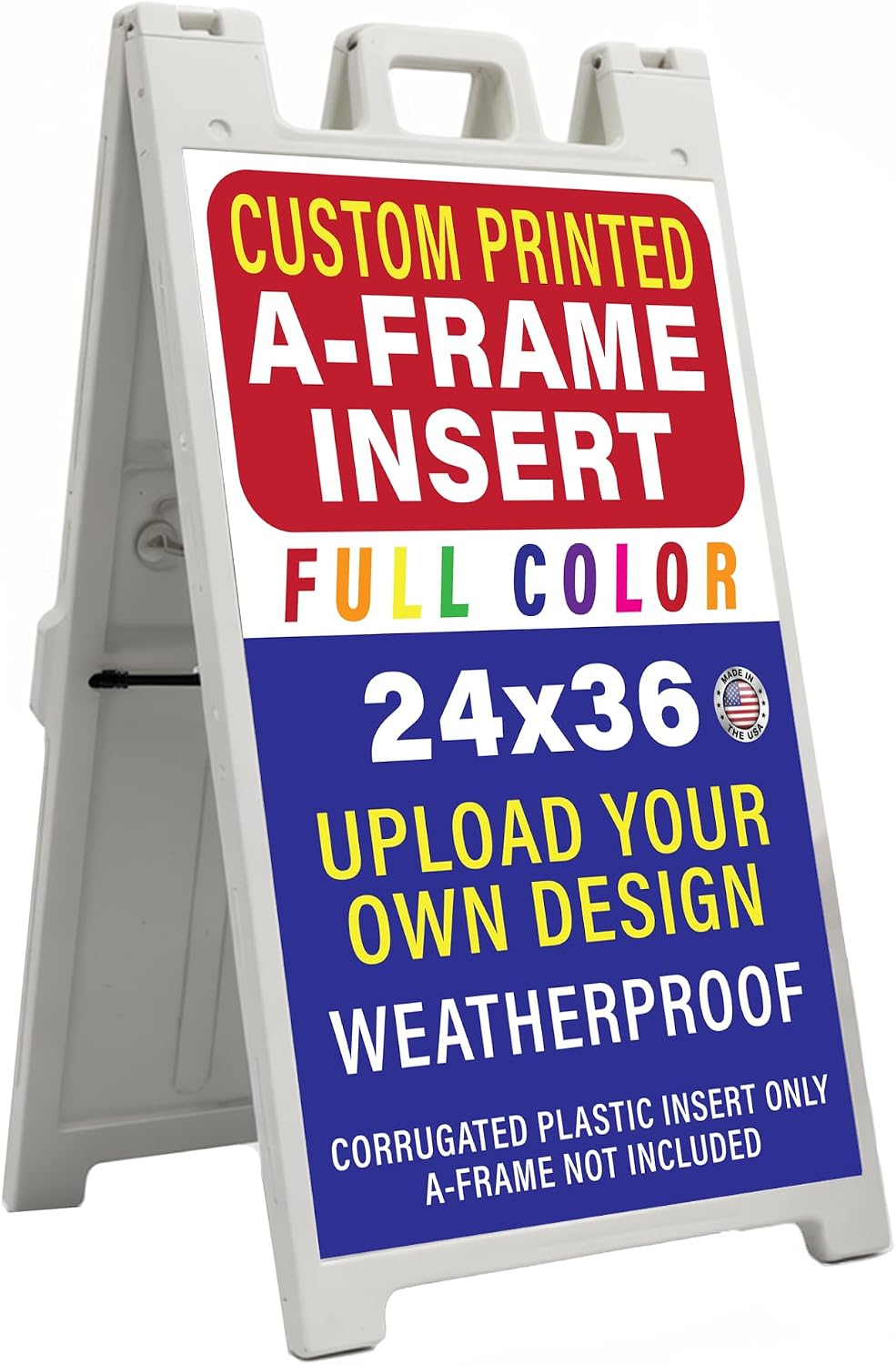 Custom A Frame Sign Insert 24x36 – Personalized Sandwich Board Sign Replacement, Full Color Coroplast, Waterproof