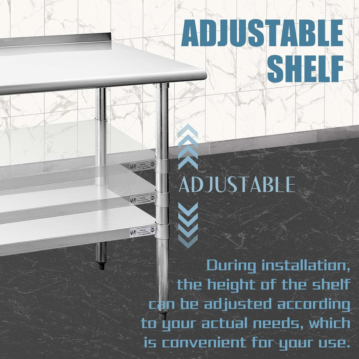 Hally Stainless Steel Table for Prep & Work 18" x 48" with Backsplash NSF
